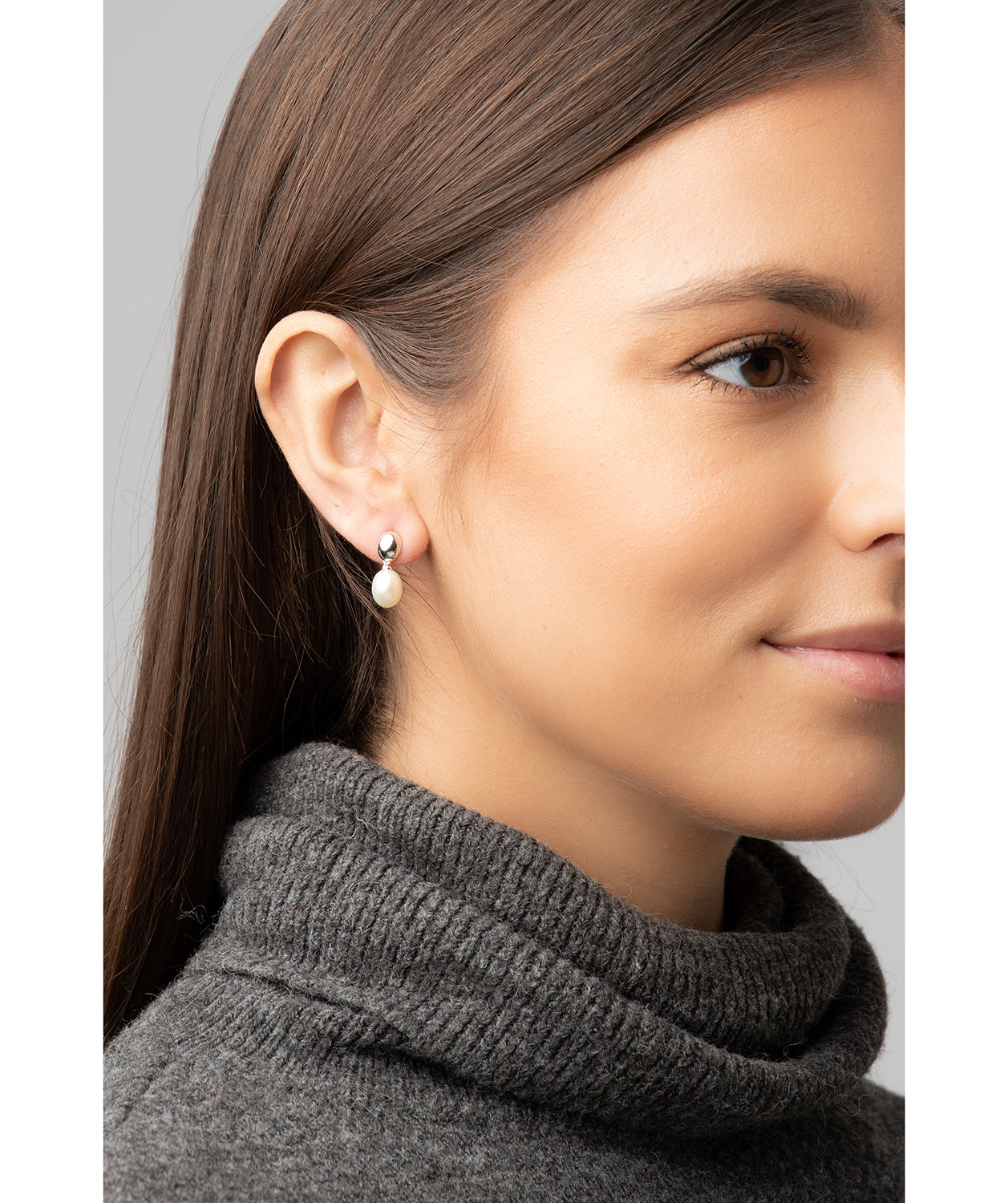 Gift Packaged 'Allie' Sterling Silver and White Pearl Drop Earrings