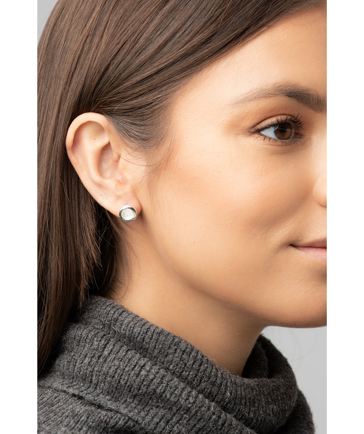 Gift Packaged 'Valery' Sterling Silver & White Mother of Pearl Stud Earrings