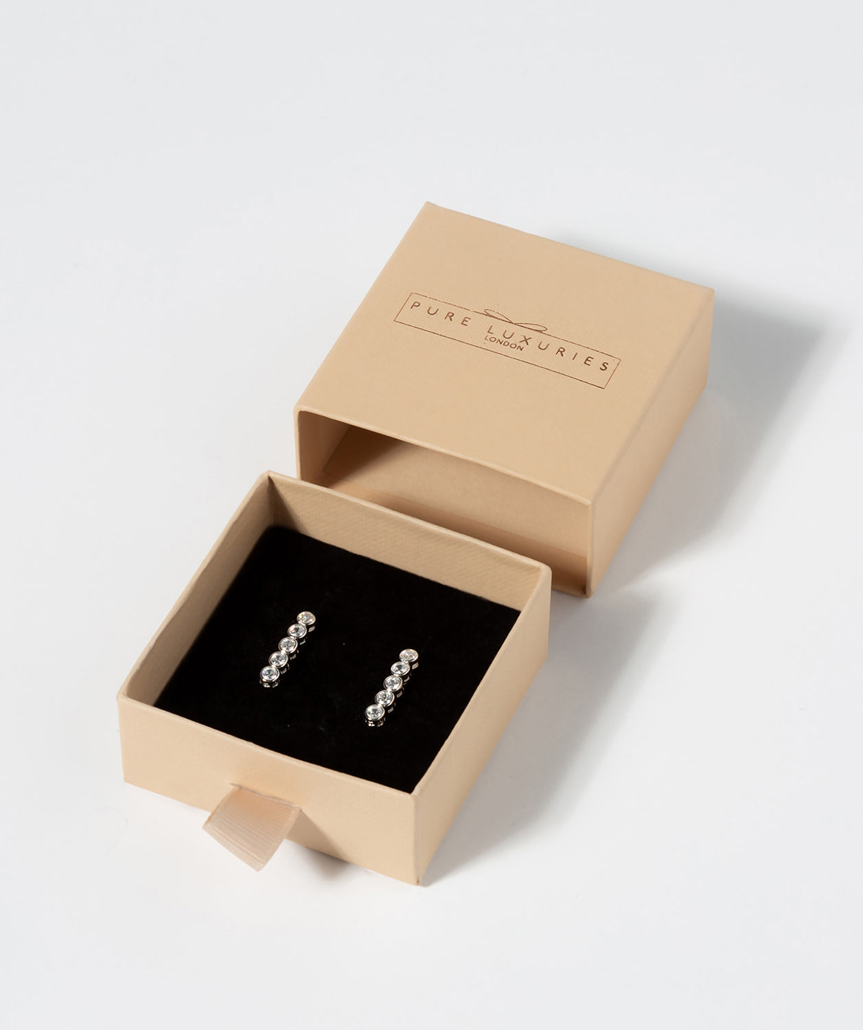Gift Packaged 'Renata' Sterling Silver and Cubic Zirconia Drop Stud Earrings