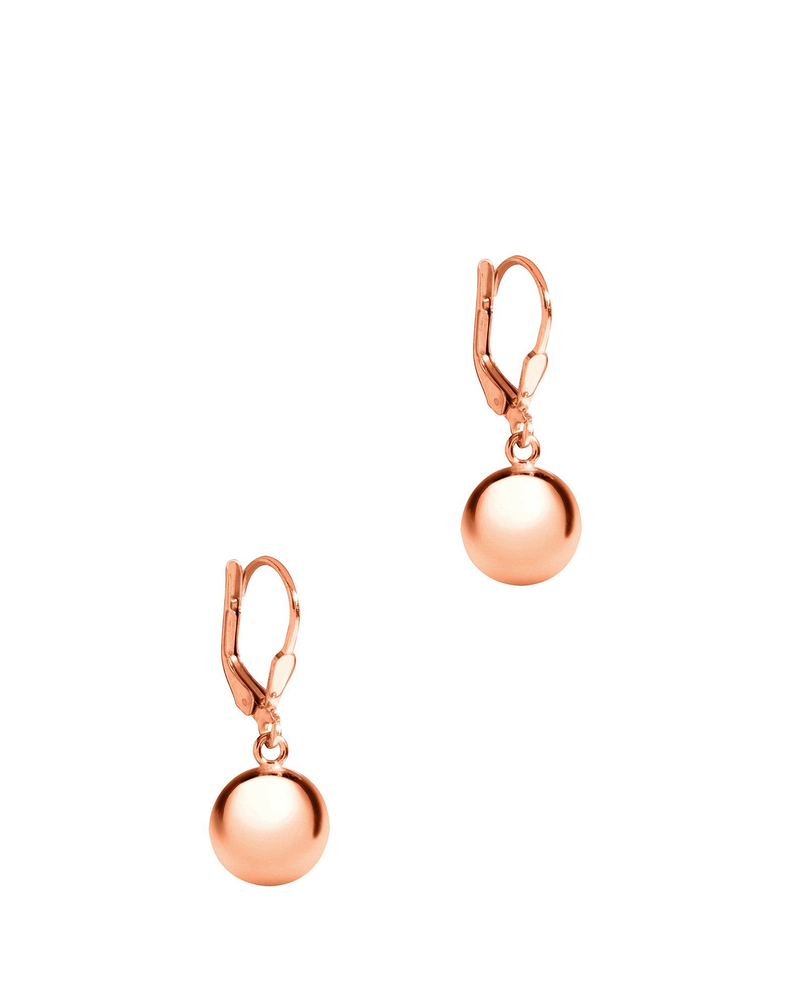 Gift Packaged 'Rosa' Rose Gold Plated Sterling Silver Round Polished Ball Drop Earrings