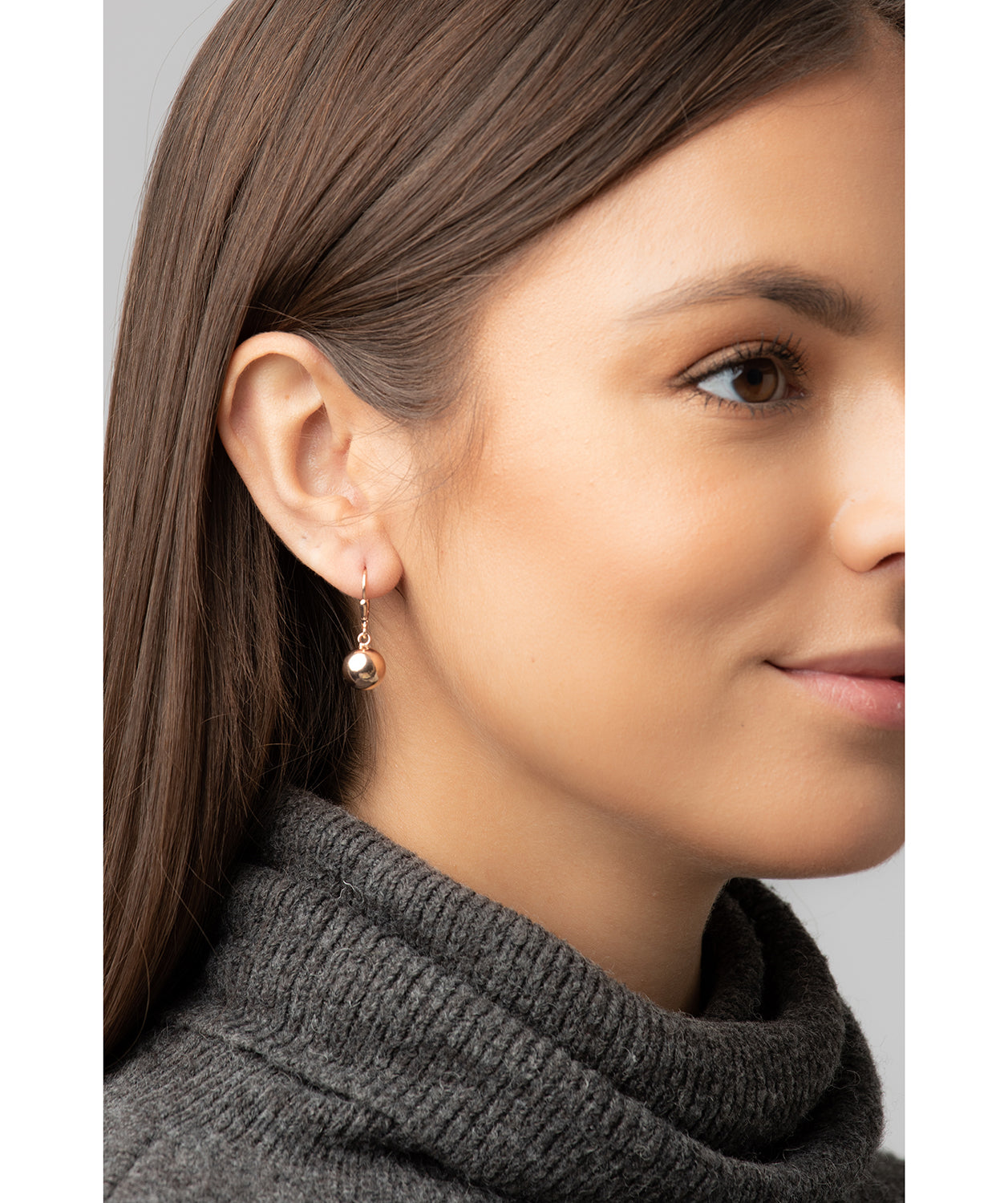 Gift Packaged 'Rosa' Rose Gold Plated Sterling Silver Round Polished Ball Drop Earrings