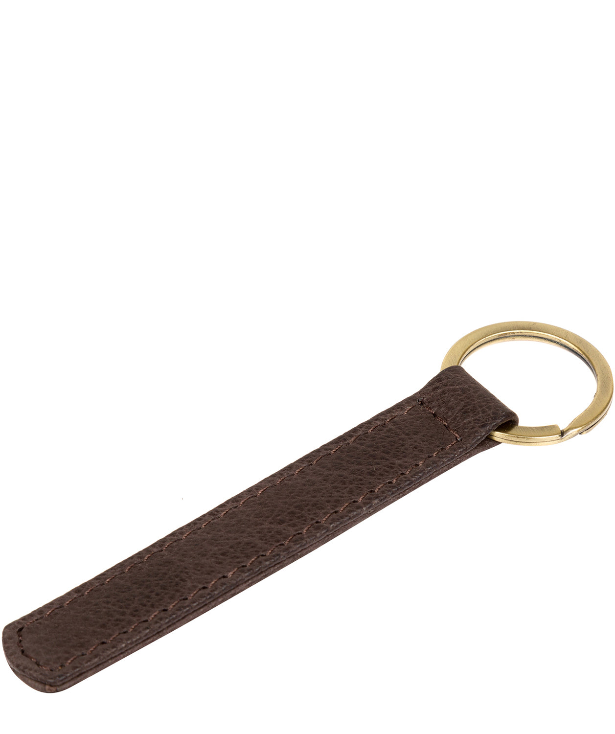 Dark Brown Leather and Brass Keyring