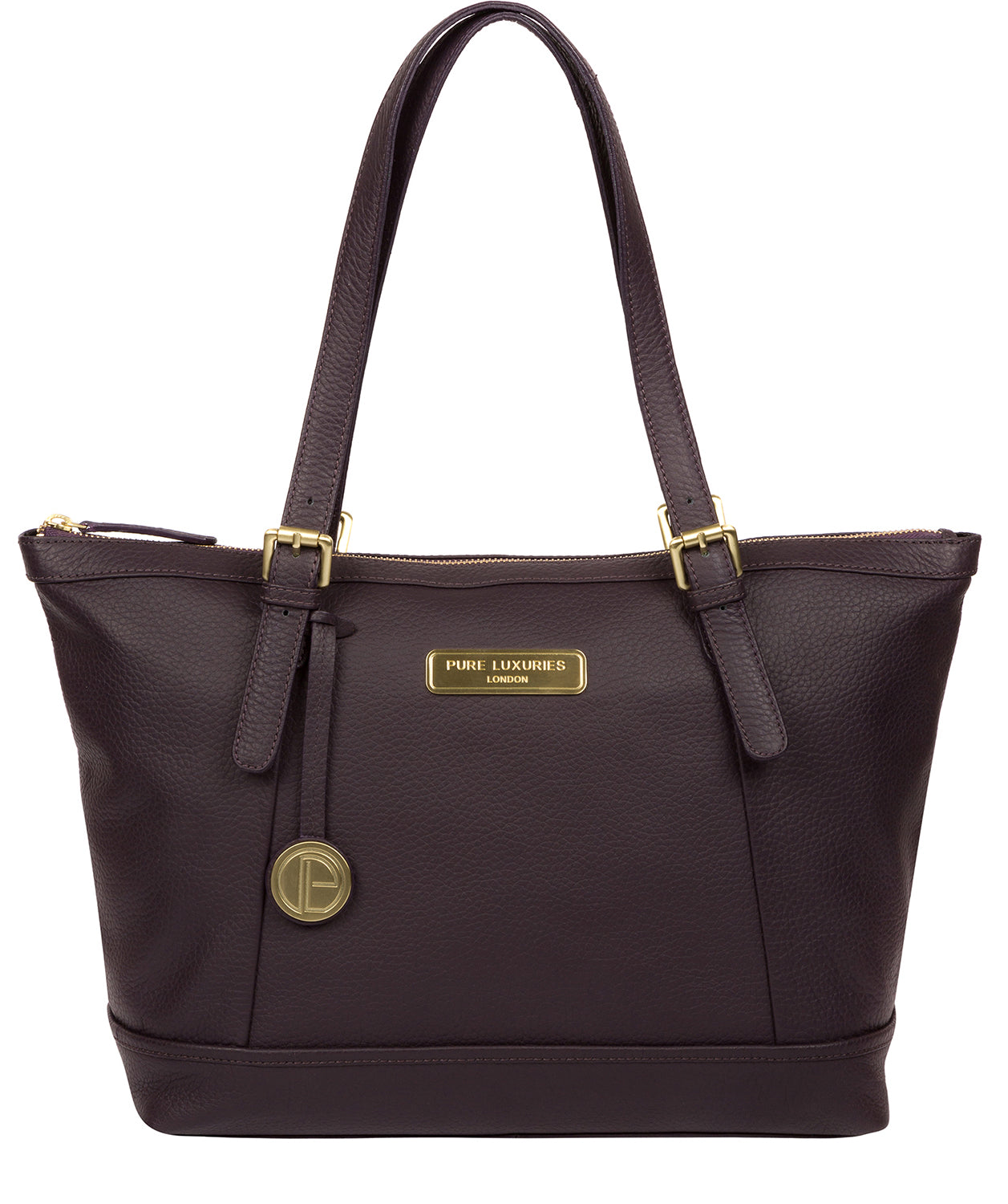 'Truro' Plum Leather Tote Bag Pure Luxuries London