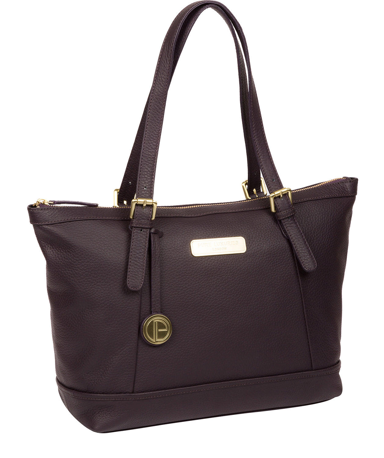 'Truro' Plum Leather Tote Bag Pure Luxuries London