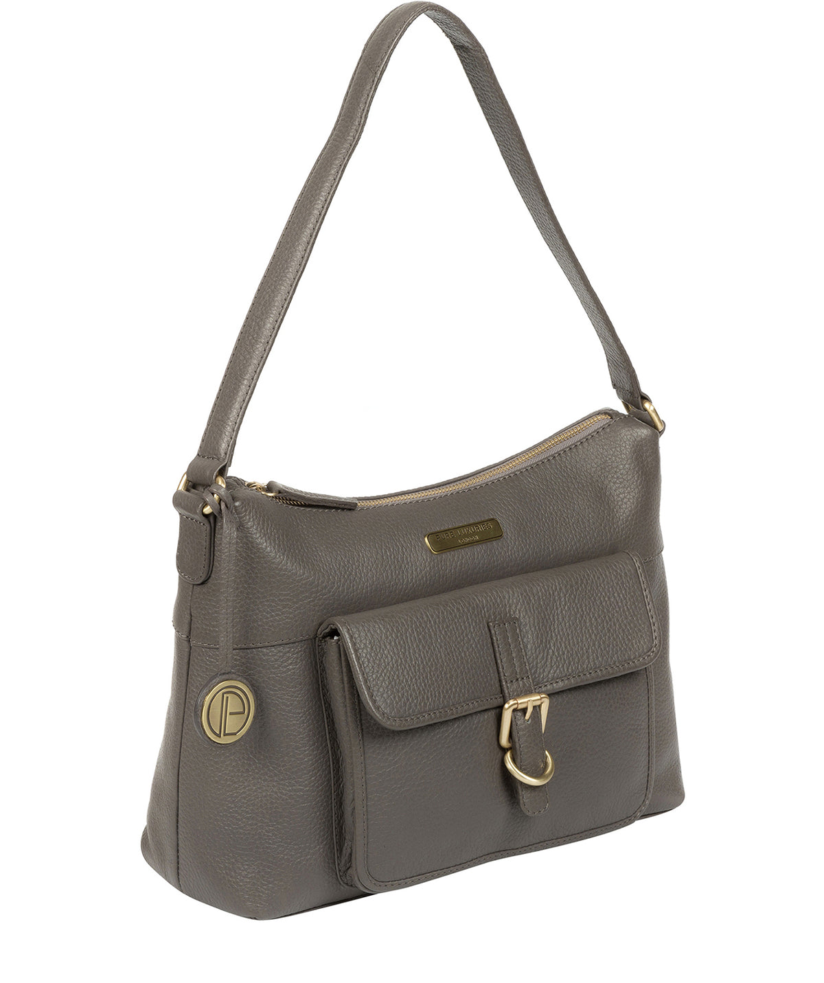 'Wells' Grey Leather Shoulder Bag image 3
