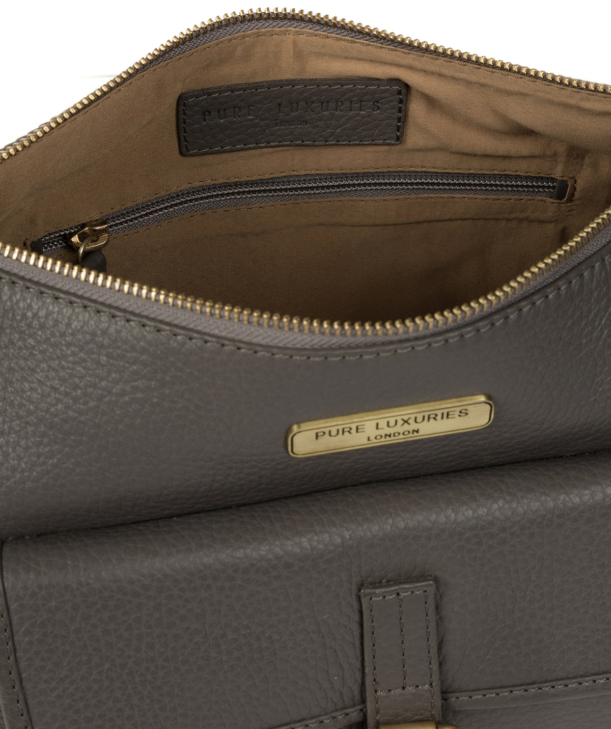 'Wells' Grey Leather Shoulder Bag image 4