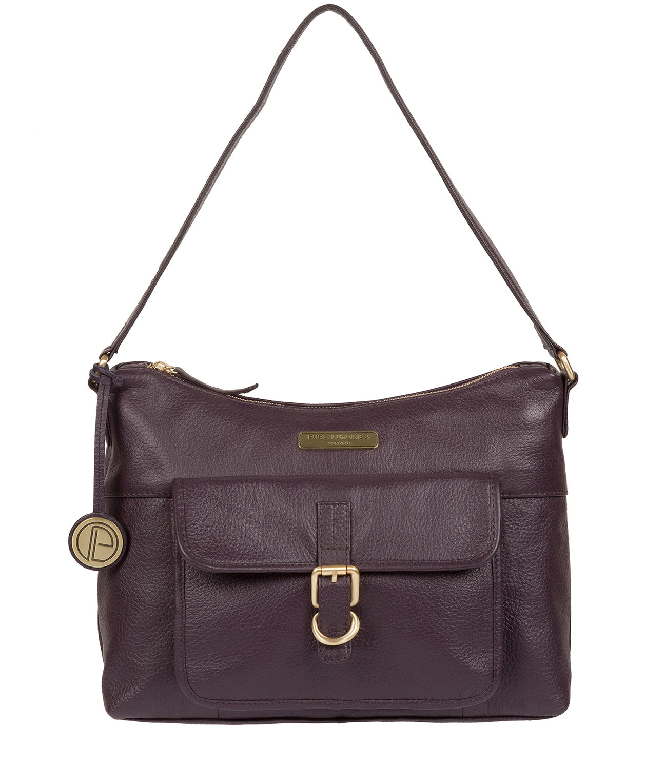 'Wells' Plum Leather Shoulder Bag image 1