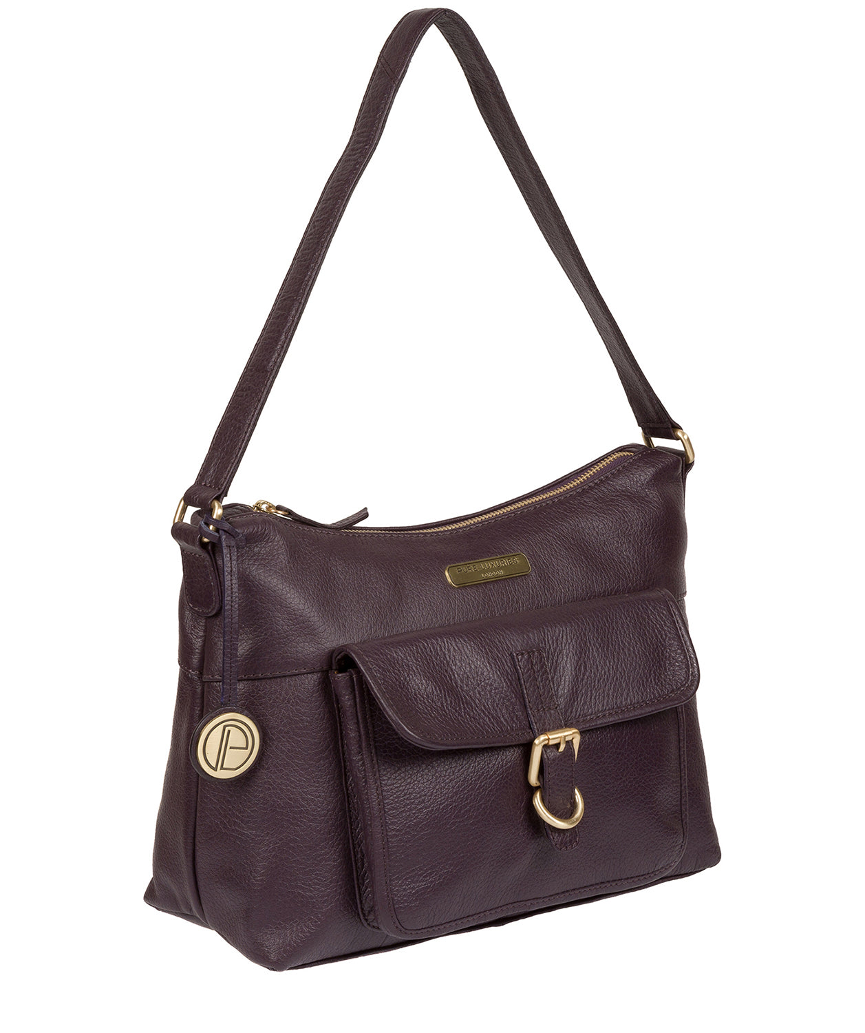 'Wells' Plum Leather Shoulder Bag image 3