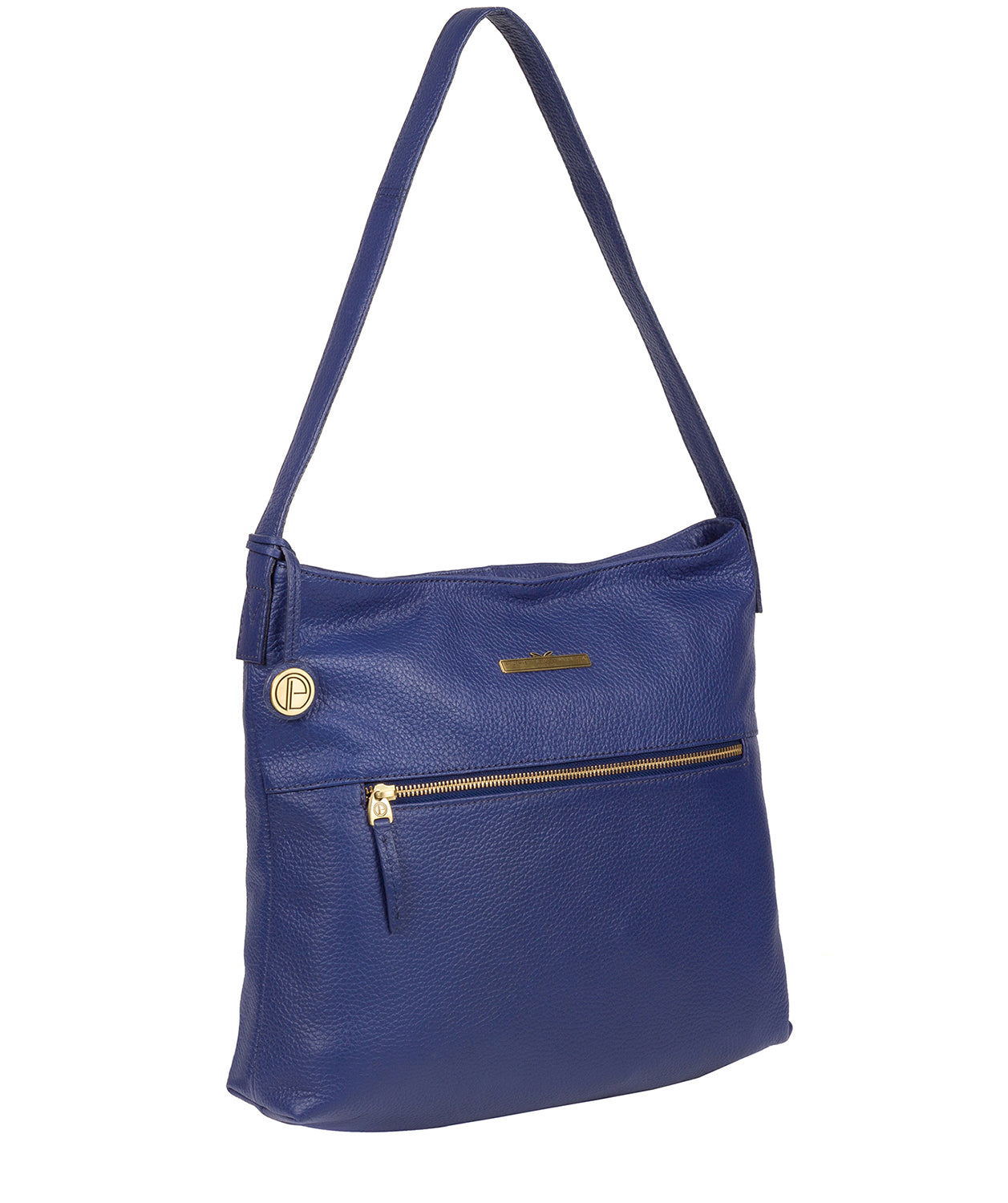 'Barbara' French Navy Leather Shoulder Bag image 3