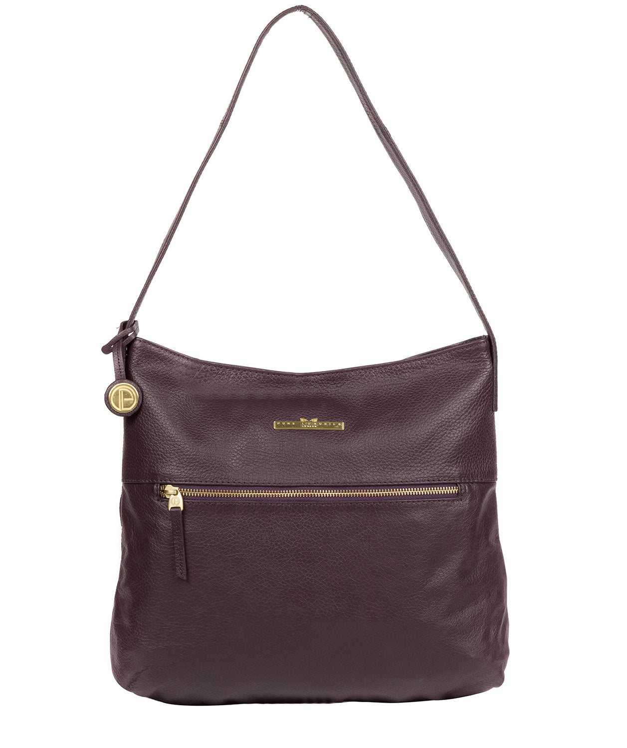 'Barbara' Plum Leather Shoulder Bag