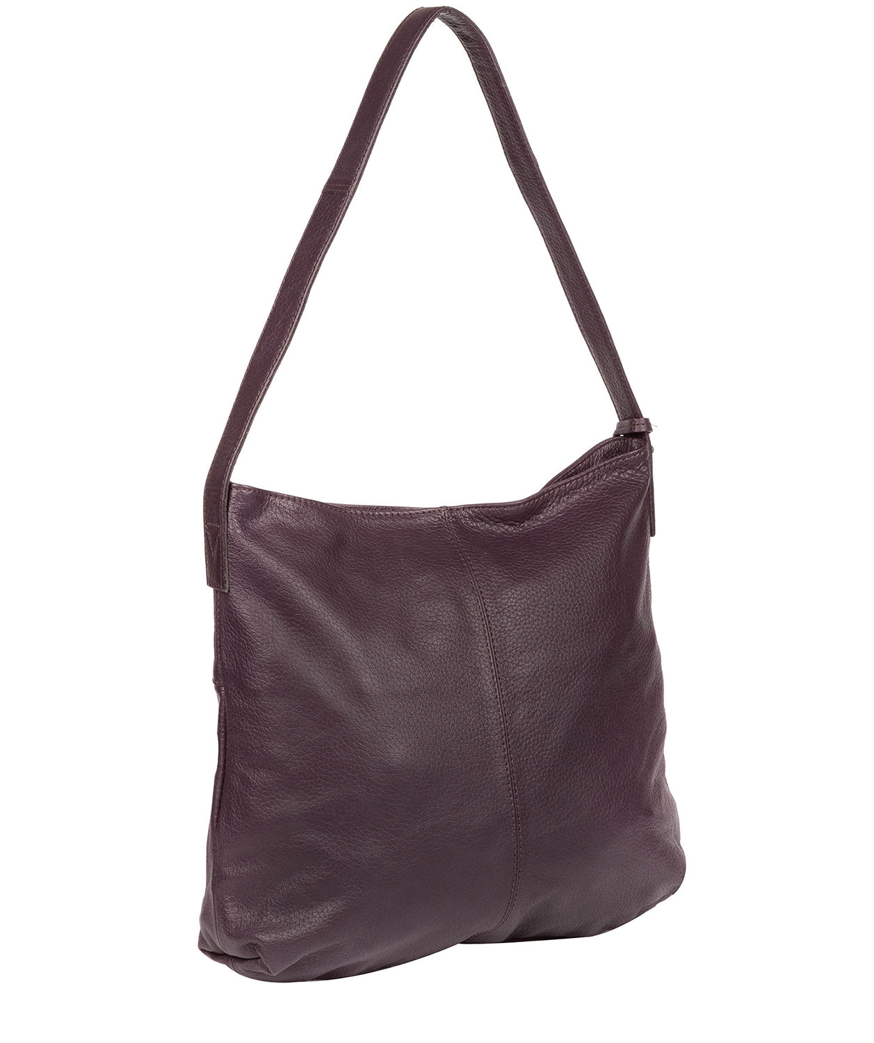 'Barbara' Plum Leather Shoulder Bag