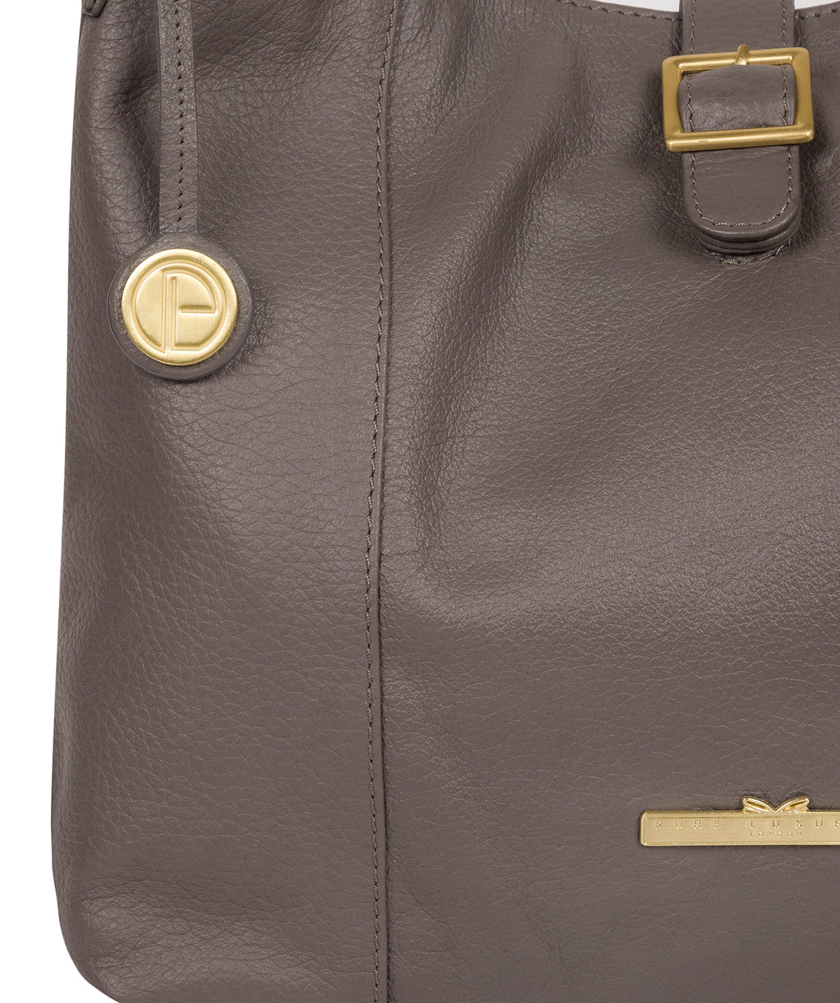 'Elaine' Grey Leather Shoulder Bag image 7