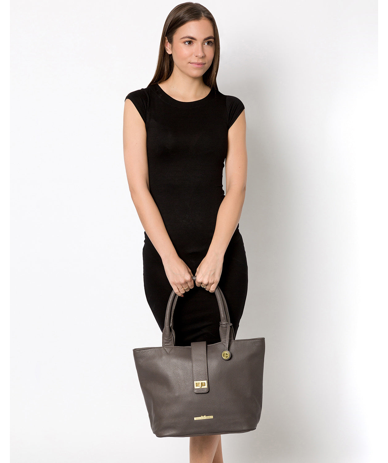 'Ida' Grey Leather Tote Bag image 2