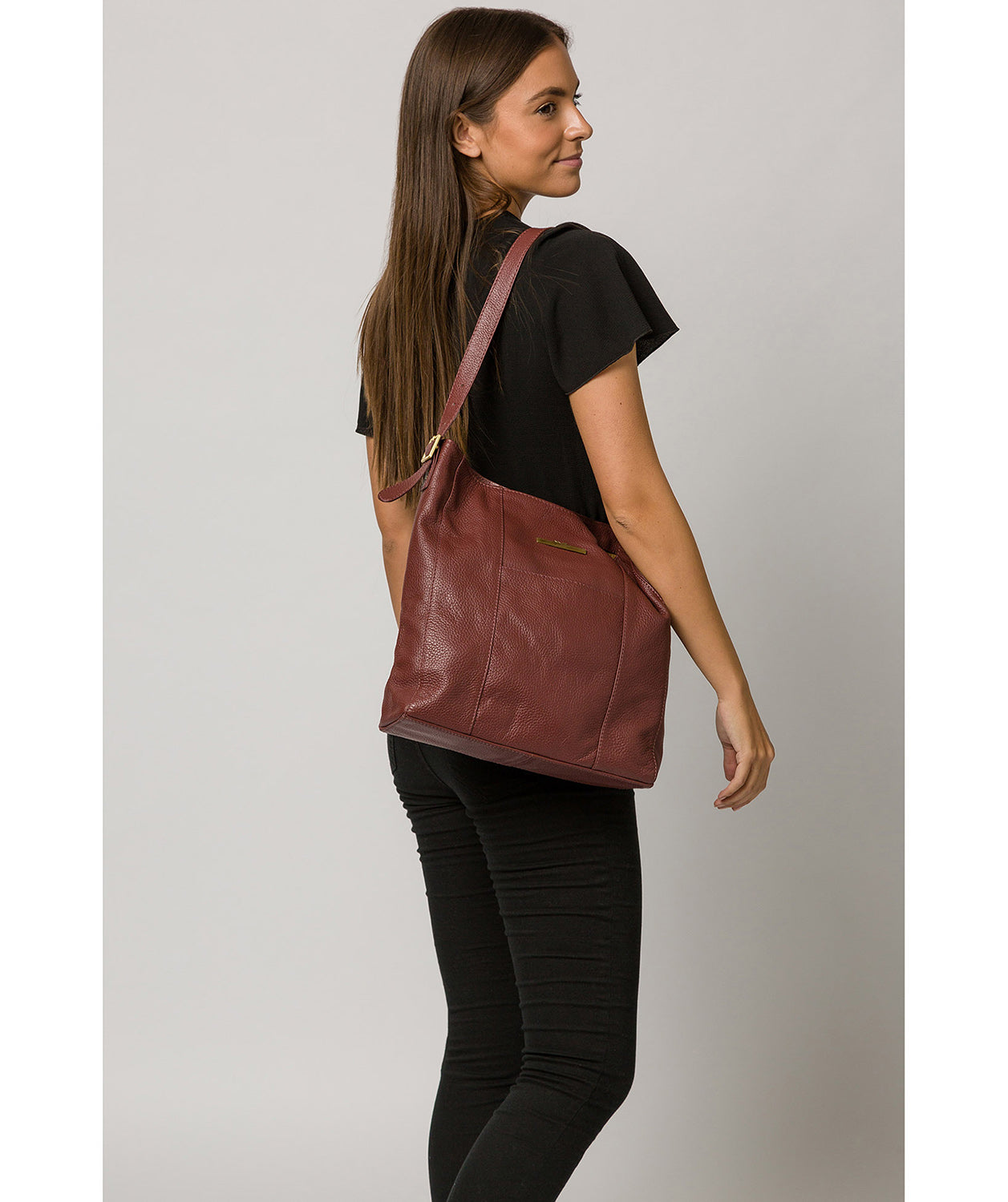 'Rachael' Port Leather Shoulder Bag Pure Luxuries London