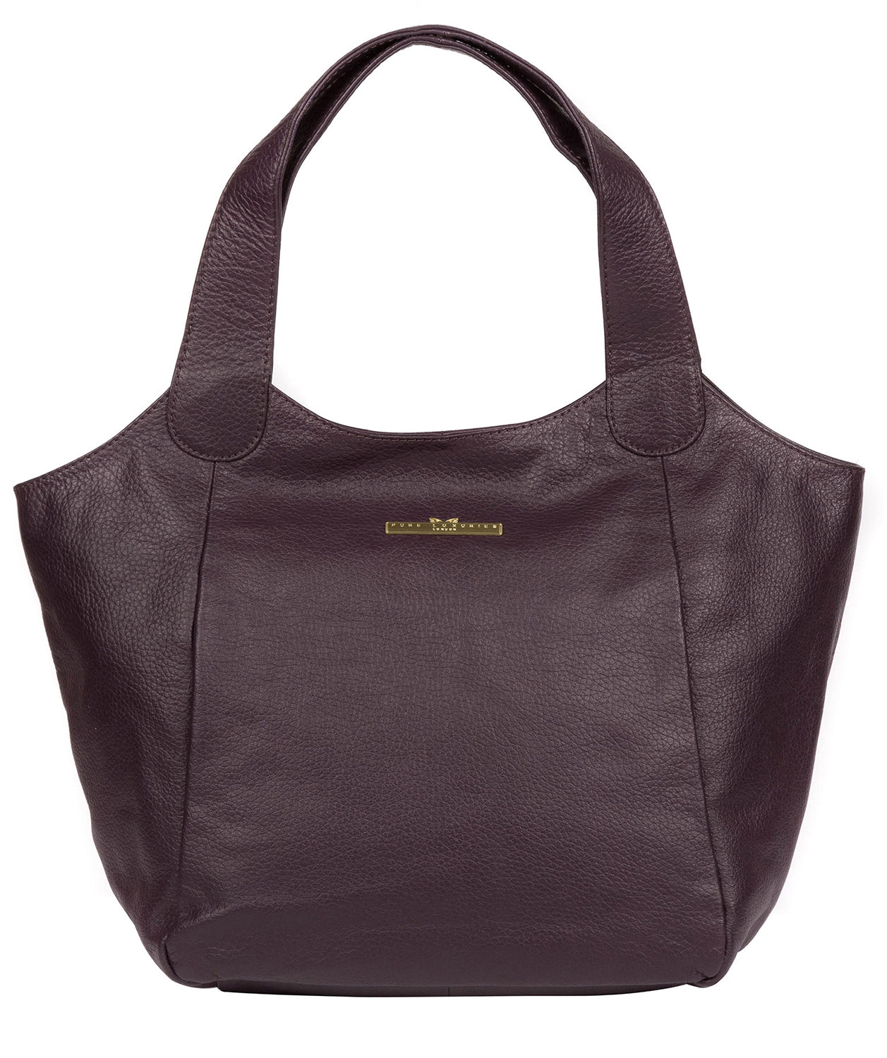 'Alina' Plum Leather Tote Bag image 1
