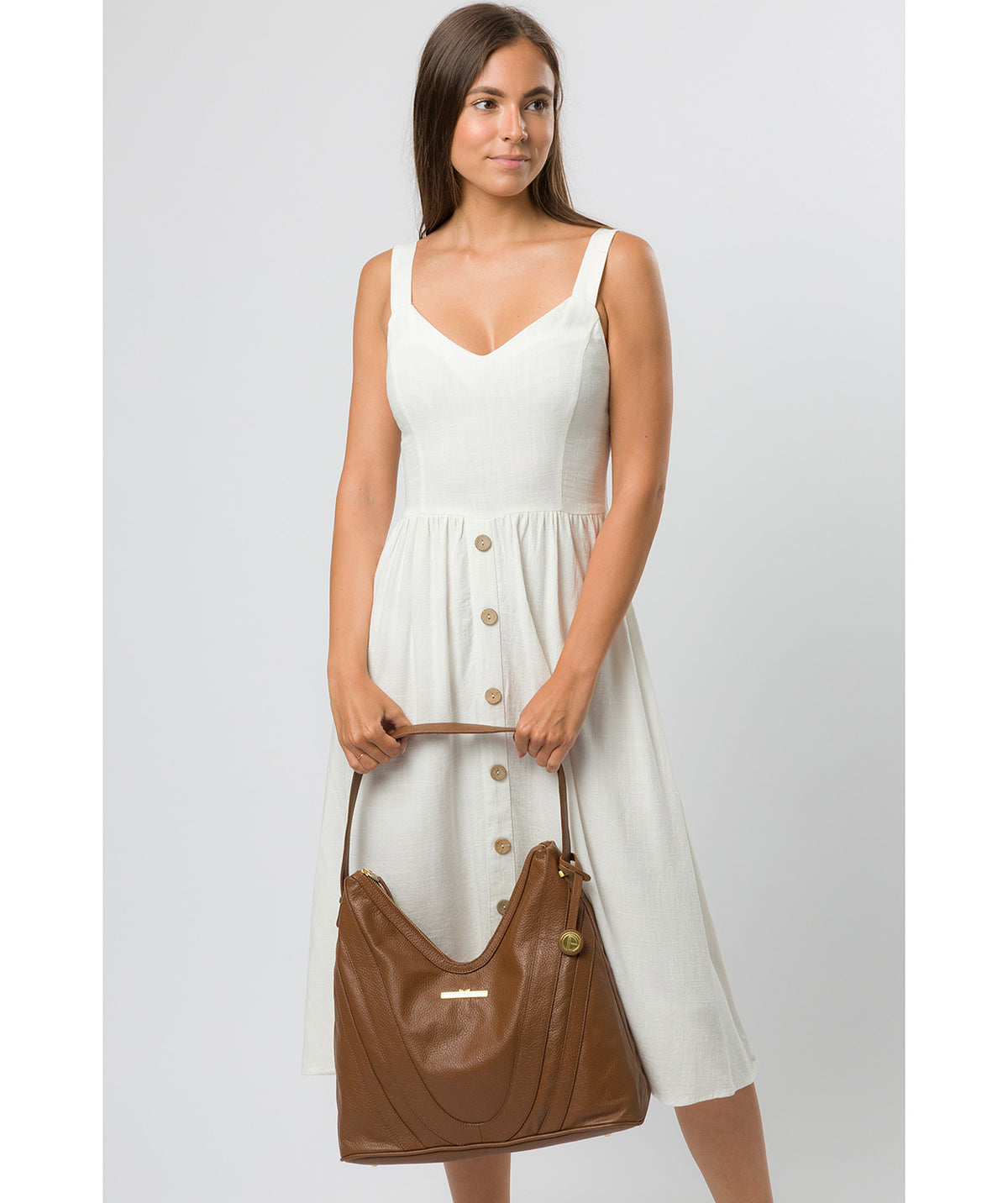 'Claire' Tan Leather Shoulder Bag image 7