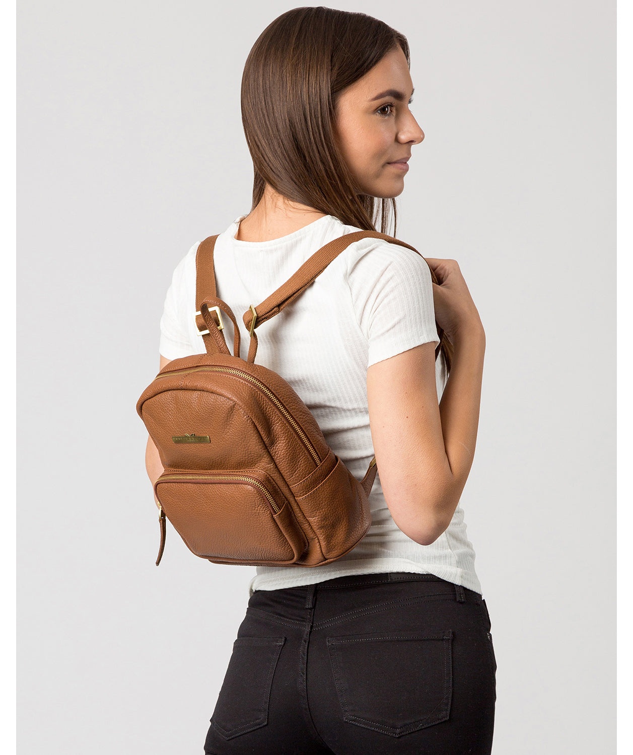 'Lois' Tan Leather Backpack