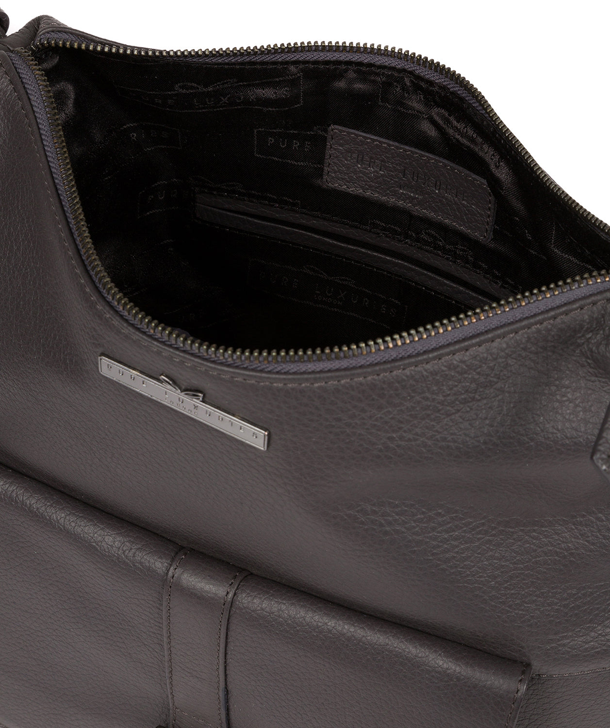 'Irena' Slate Leather Shoulder Bag Pure Luxuries London