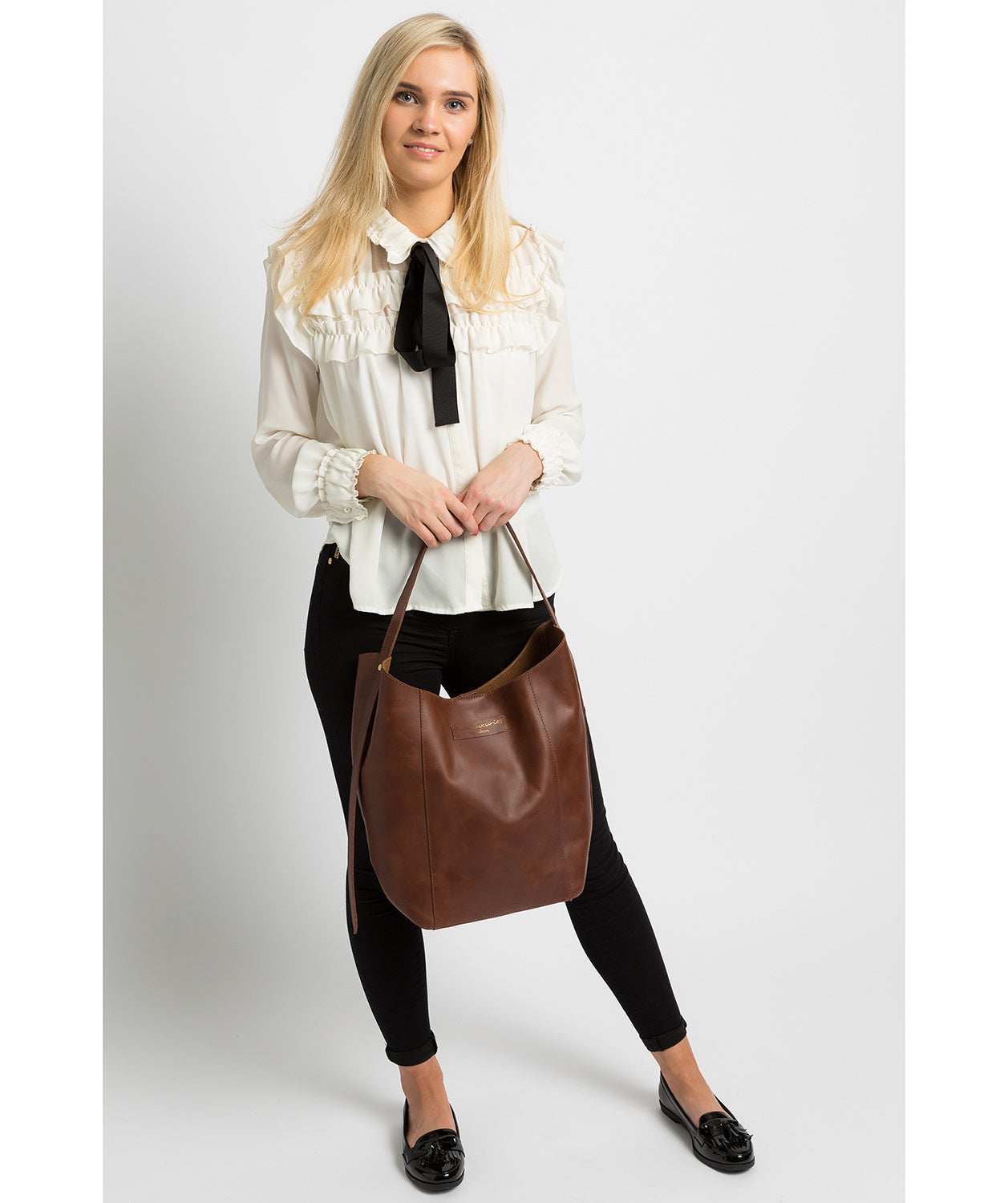 'Hoxton' Conker Brown Leather Shoulder Bag Pure Luxuries London