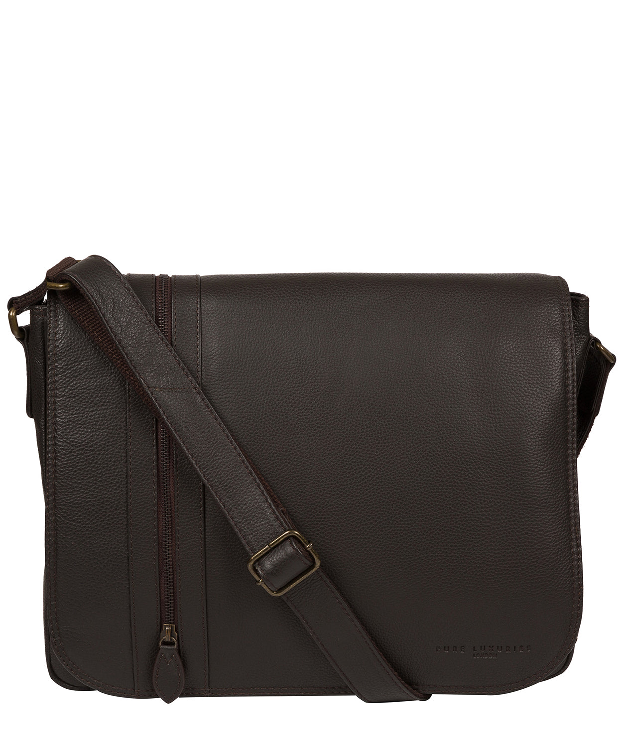 'Jefferson' Brown Leather Messenger Bag image 1