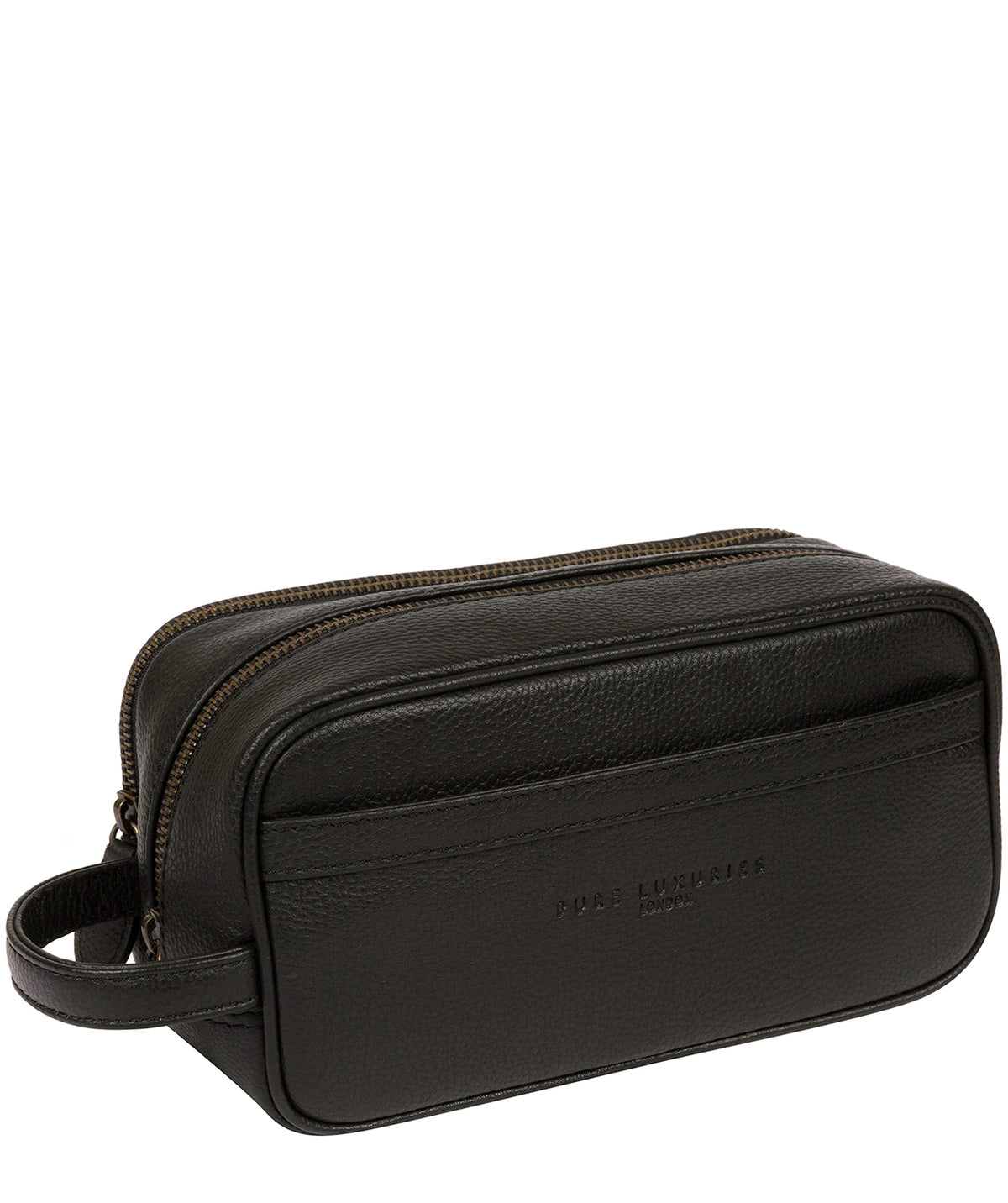 'Reef' Black Leather Washbag image 6