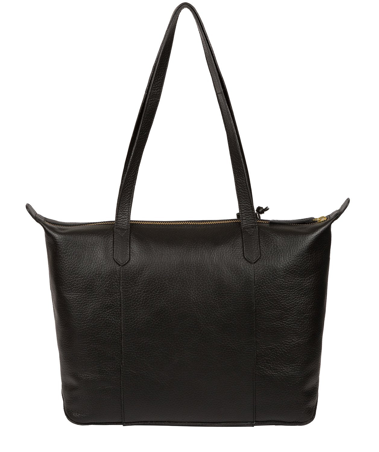 'Oval' Jet Black Leather Tote Bag