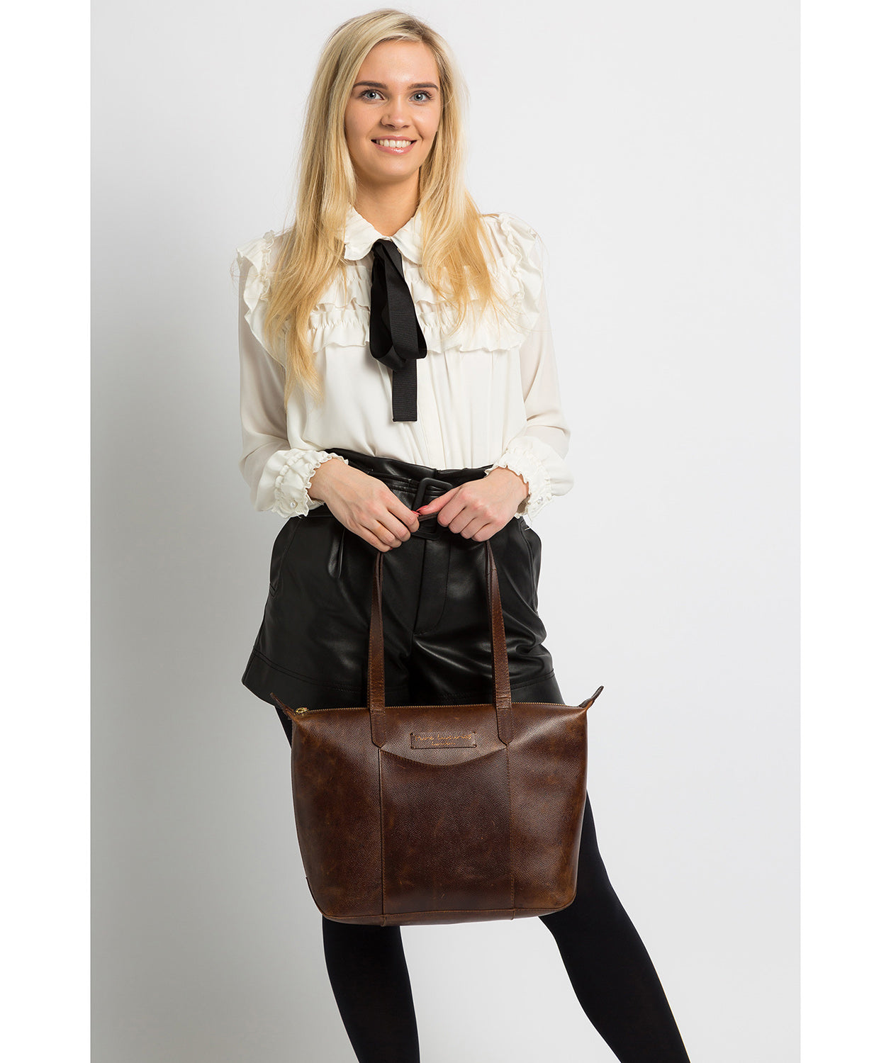 'Oval' Vintage Brown Leather Tote Bag image 2