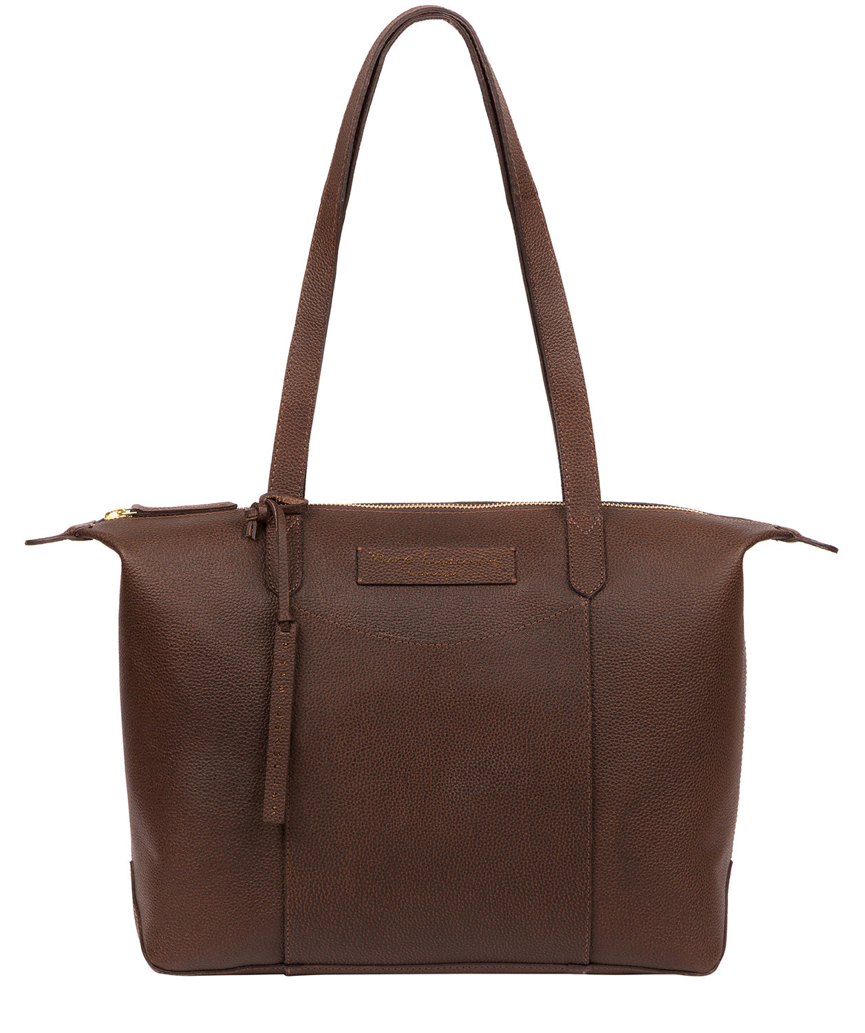 'Oval' Walnut Leather Tote Bag