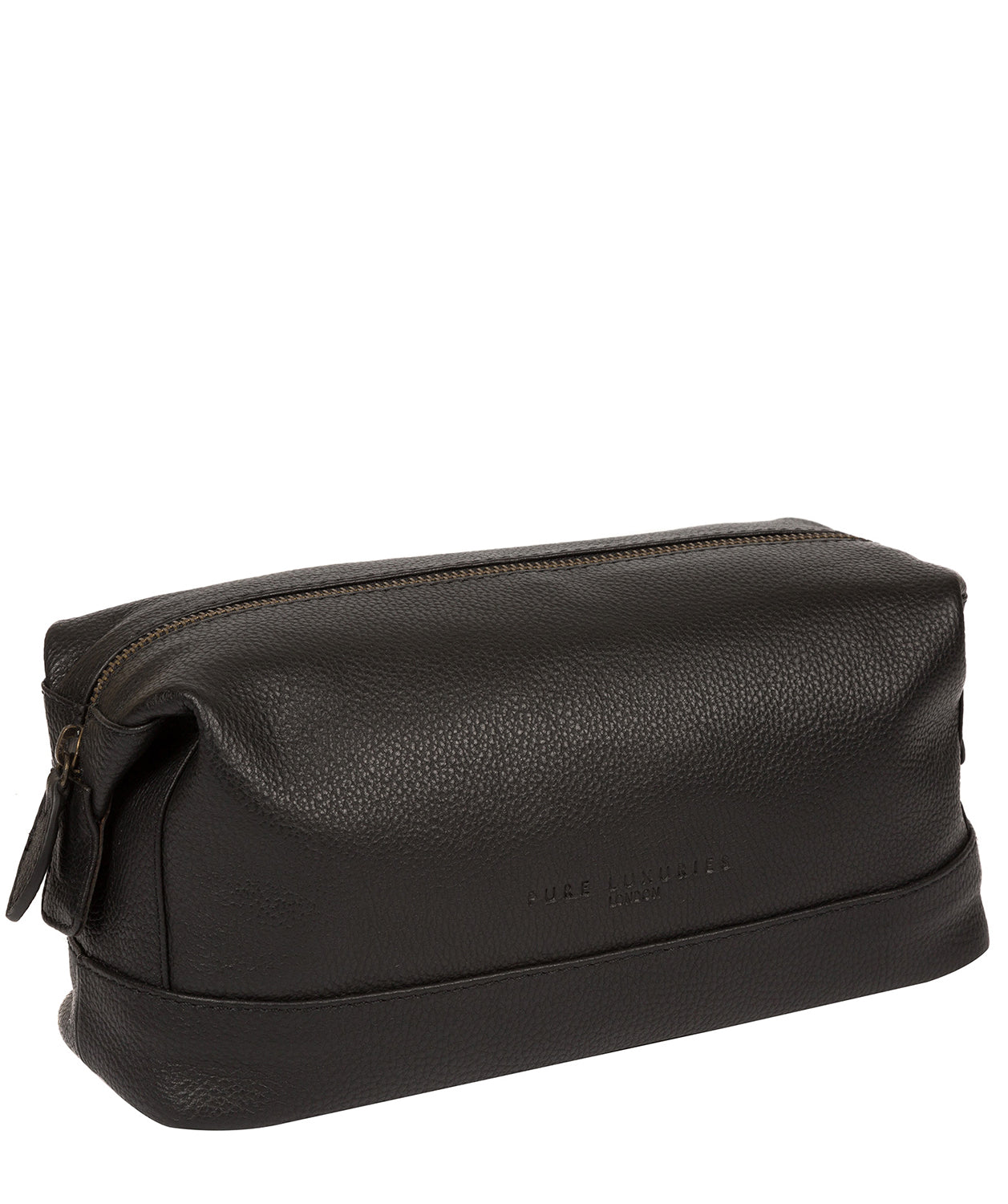 'Joggle' Black Leather Washbag image 5