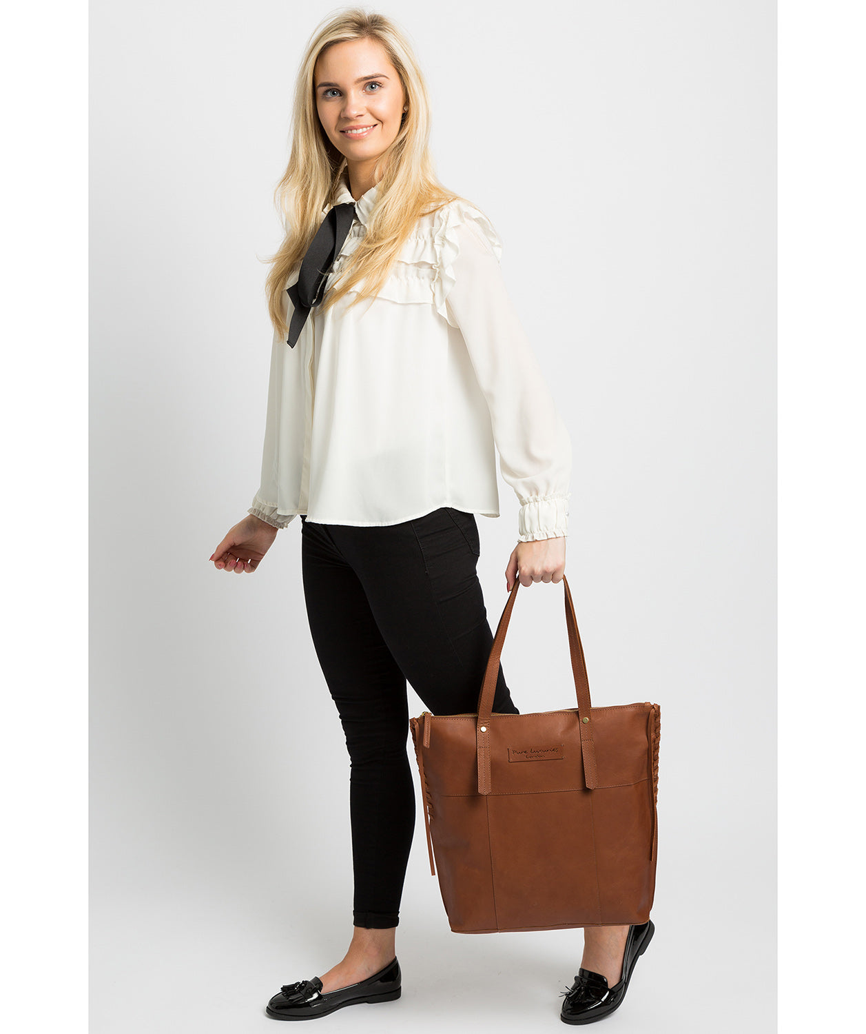 'Aldgate' Cognac Leather Tote Bag Pure Luxuries London