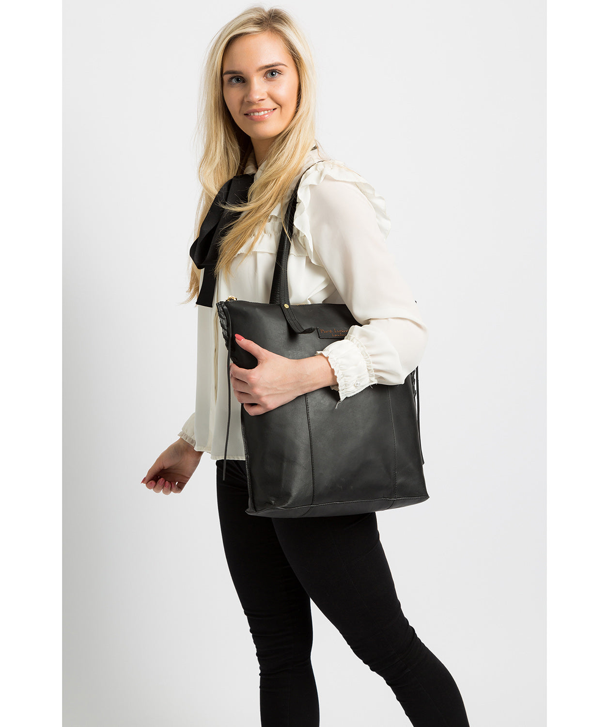 'Aldgate' Liquorice Leather Tote Bag Pure Luxuries London