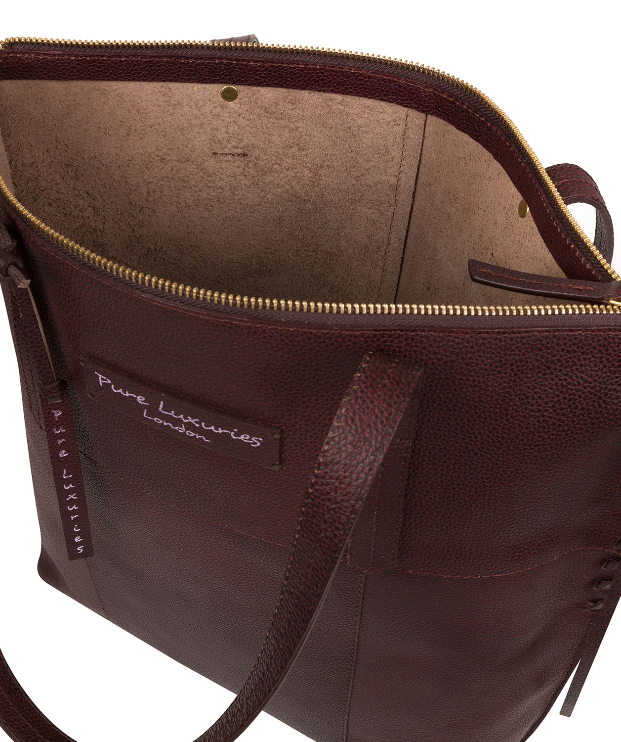 'Aldgate' Oxblood Leather Tote Bag Pure Luxuries London