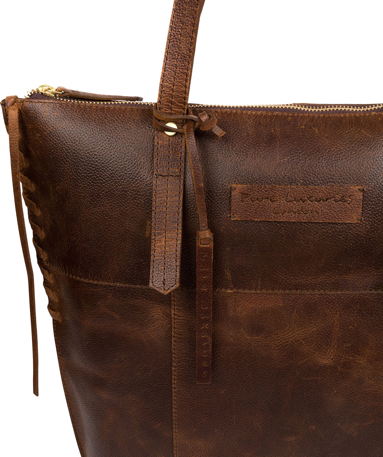 'Aldgate' Vintage Brown Leather Tote Bag Pure Luxuries London