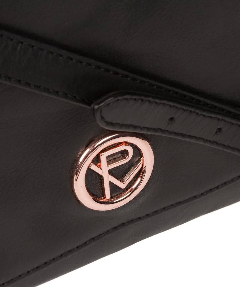 'Ermes' Black Leather Cross Body Clutch Bag image 6