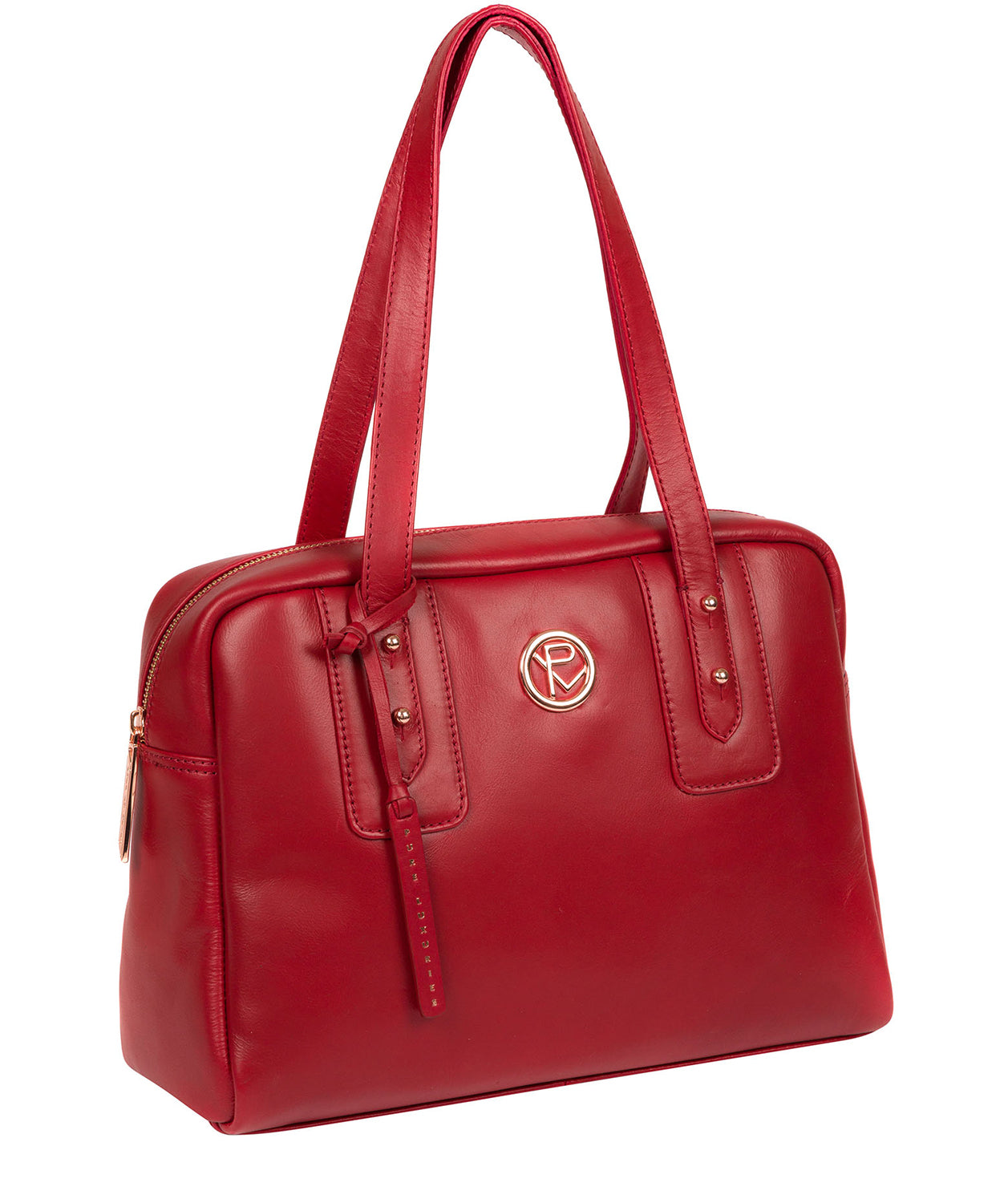 'Madox' Cherry Leather Handbag Pure Luxuries London