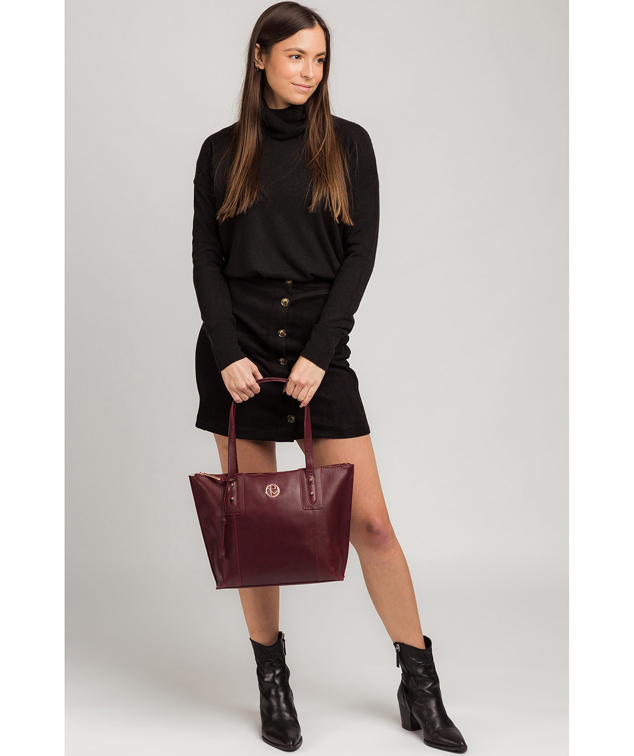 'Goya' Burgundy Leather Tote Bag image 2