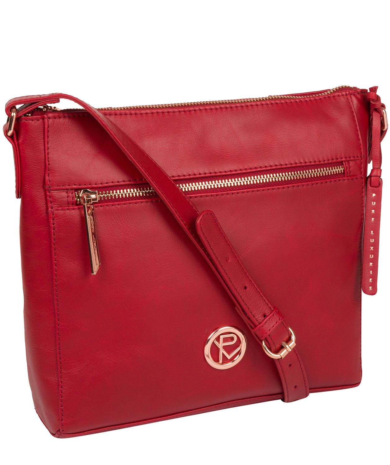 'Byrne' Cherry Leather Cross Body Bag image 5