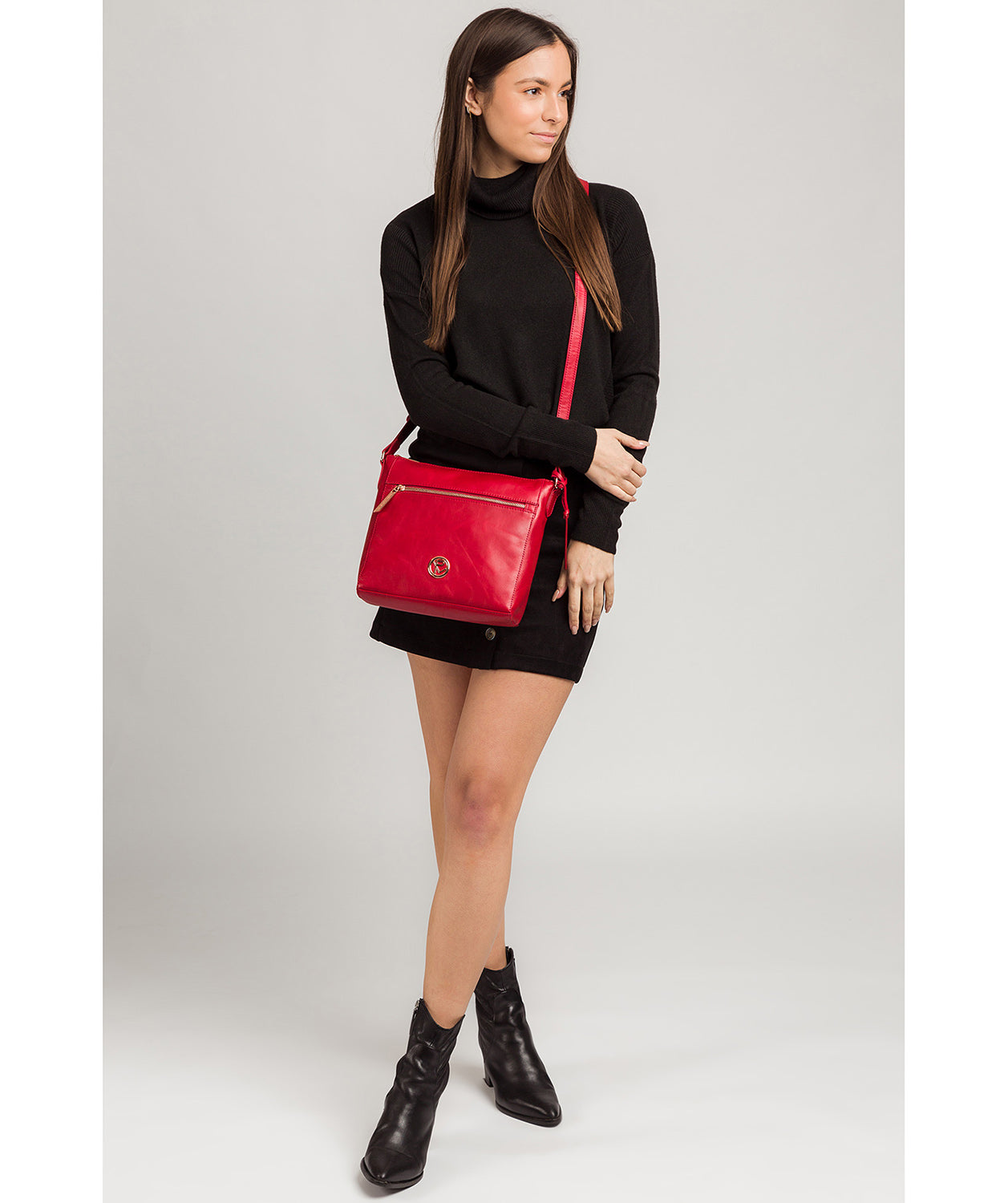 'Byrne' Cherry Leather Cross Body Bag image 2