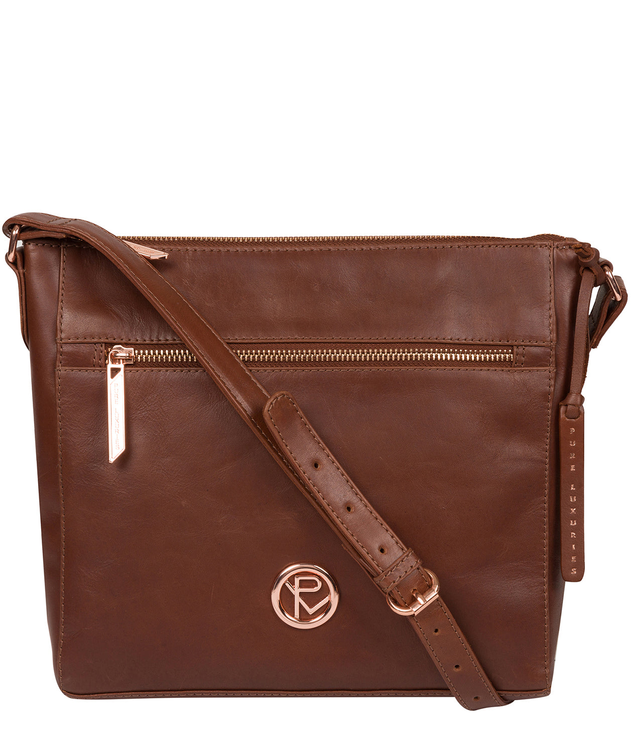 'Byrne' Cognac Leather Cross Body Bag image 1