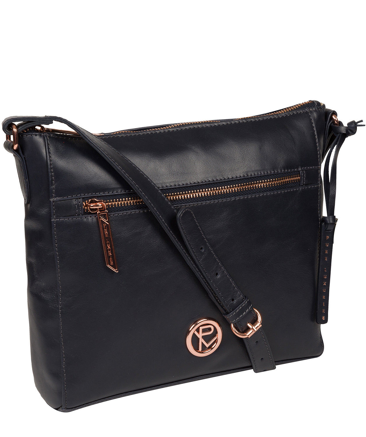 'Byrne' Navy Leather Cross Body Bag image 5