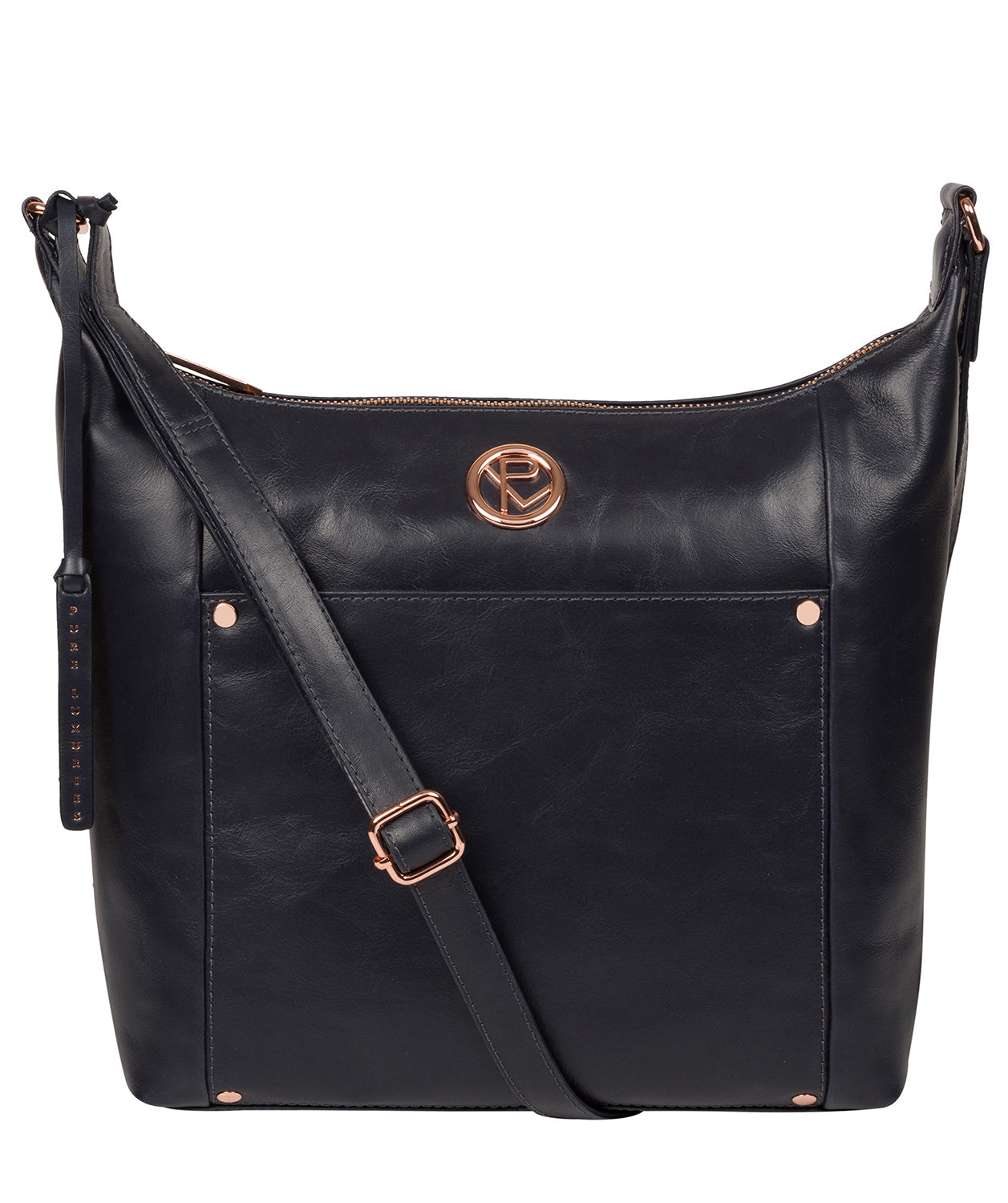 'Miro' Navy Leather Shoulder Bag image 1