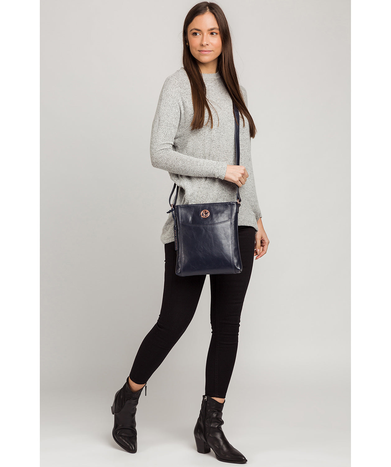 'Gilpin' Navy Leather Cross Body Bag image 2