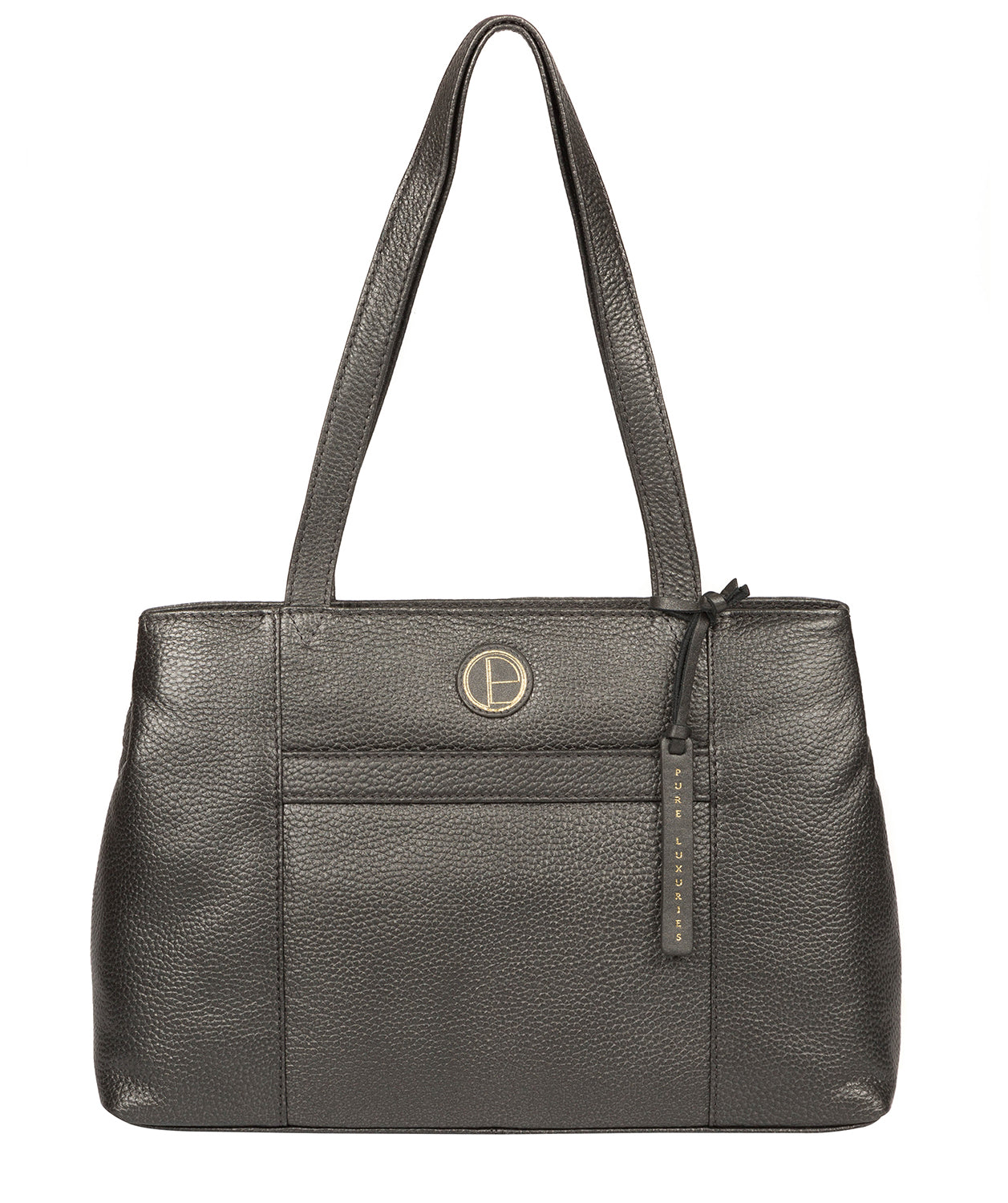 'Mist' Metallic Dark Silver Leather Handbag image 1