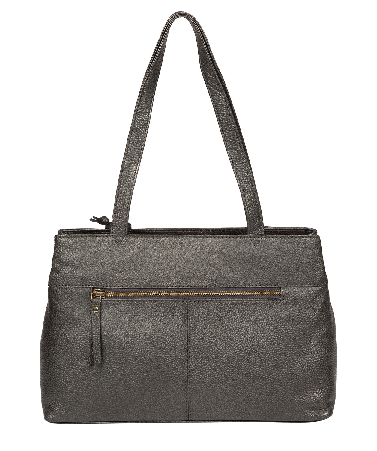 'Mist' Metallic Dark Silver Leather Handbag image 3