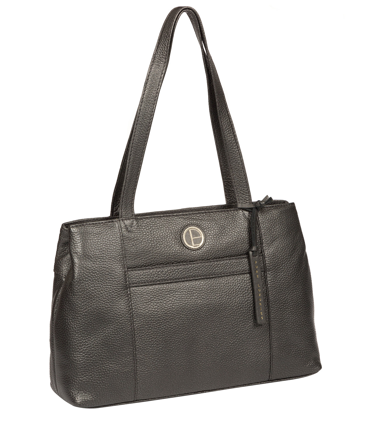 'Mist' Metallic Dark Silver Leather Handbag image 5