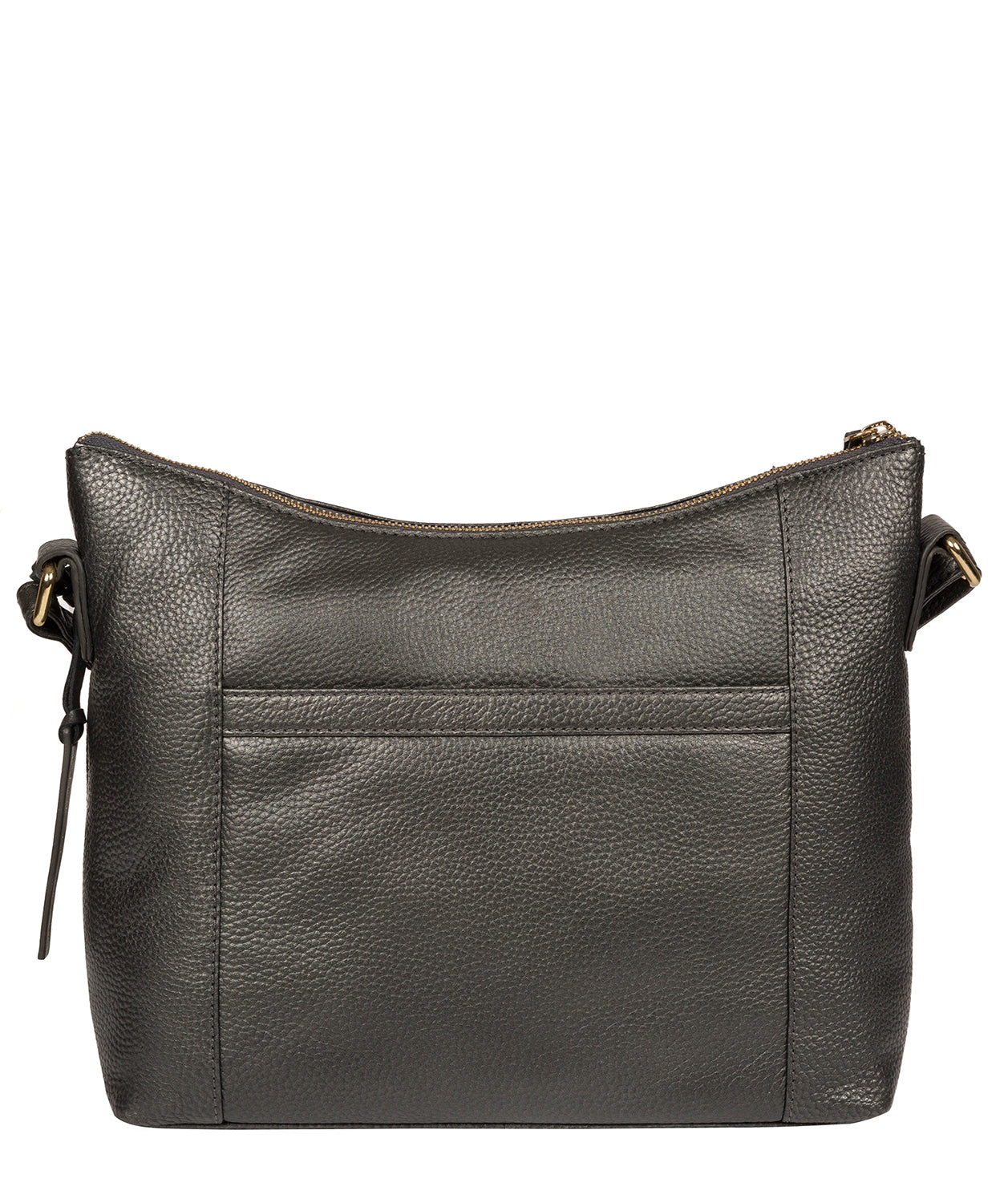 'Sequoia' Metallic Dark Silver Leather Shoulder Bag image 3