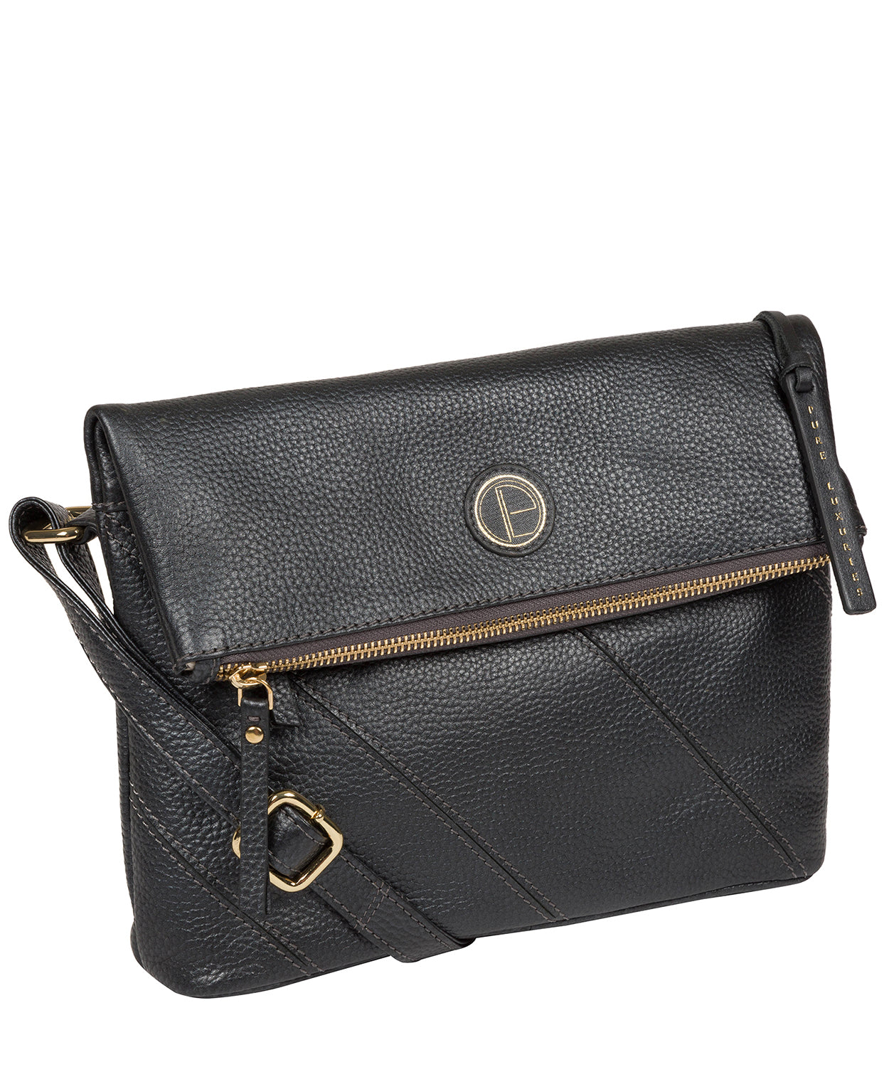 'Korin' Metallic Blue Steel Leather Cross Body Bag image 5