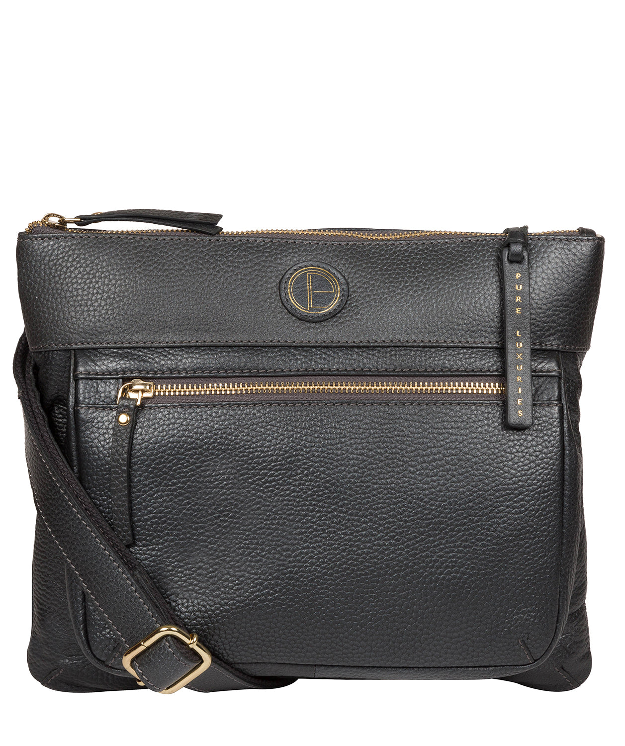 'Serenity' Metallic Blue Steel Leather Cross Body Bag image 1