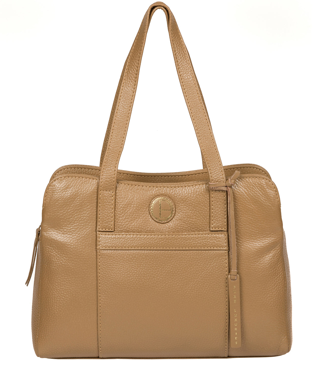 'Henna' Metallic Champagne Leather Handbag image 1