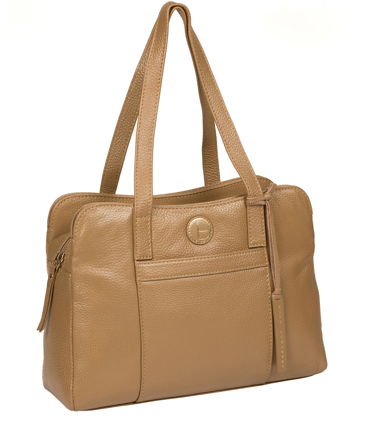 'Henna' Metallic Champagne Leather Handbag image 6